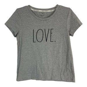 Rae Dunn Womens Shirt Size Small "Love" Short Sleeve Gray Short Sleeve Tee Shirt